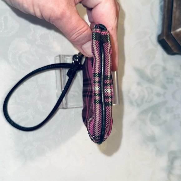 Coach Plaid Wristlet in Black and Pink - Picture 4 of 8